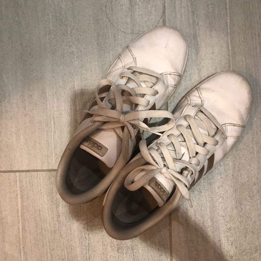 Used adidas sneakers, white and rose gold